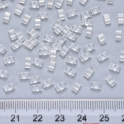 FGB 2-Hole Transparent Glass Seed Beads SEED-S031-M-001-1