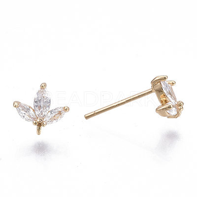 Brass Micro Cubic Zirconia Stud Earring Findings X-KK-N231-03-NF-1