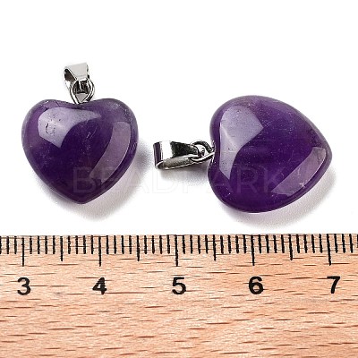 Natural Amethyst Charms X-HEAR-PW0001-057-37-1