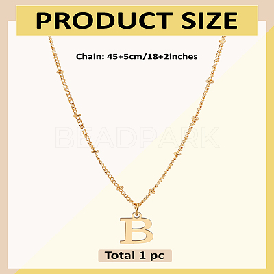 1Pc Brass Chain & 304 Stainless Steel Letter Pendant Necklaces NJEW-LP0001-35B-G-1