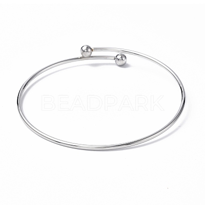 Tarnish Resistant Adjustable 304 Stainless Steel Wire Cuff Bangle Making MAK-F286-02P-1