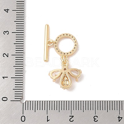 Golden Brass Micro Pave Cubic Zirconia Toggle Clasps KK-B100-039G-01-1