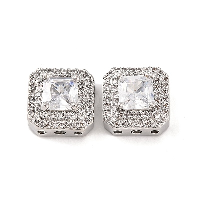 Brass Micro Pave Clear Cubic Zirconia Beads KK-S389-29P-1