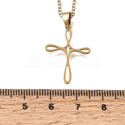 304 Stainless Steel Religion Cross Pendant Necklaces SA-CBAB727-02G-1