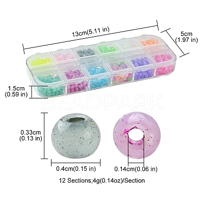 576Pcs 12 Colors Glass Seed Beads SEED-FS0001-25-1