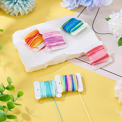 6Pcs 6 Colors Segment Dyed Polyester Embroidery Threads DIY-TAC0020-72-1