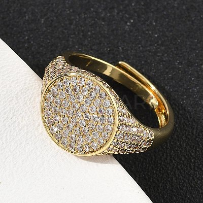 Brass Micro Pave Cubic Zirconia Cuff Rings for Women RJEW-A069-13G-03-1
