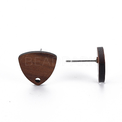 Walnut Wood Stud Earring Findings X-WOOD-S054-47-1