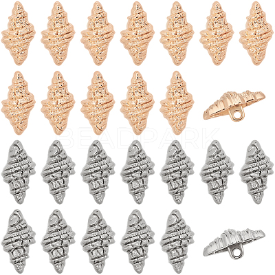 40Pcs 2 Colors 1-Hole Alloy Shank Buttons BUTT-CY0001-28A-1