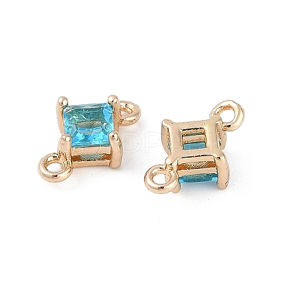 Brass Pave Glass Rhombus Links Connector Charms X1-GLAA-Q088-001C-1