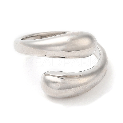 Brass Teardrop Open Cuff Ring for Women RJEW-M148-03P-1