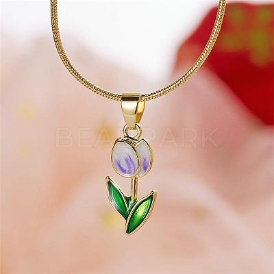 Tulip Alloy Enamel Pendant Necklaces FS-WGE671B-05-1