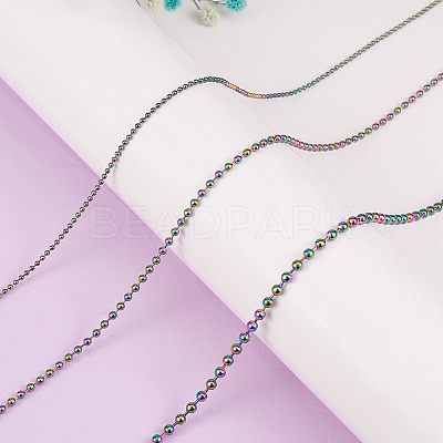 5M Rainbow Color 304 Stainless Steel Ball Chains STAS-SZ0002-22A-1