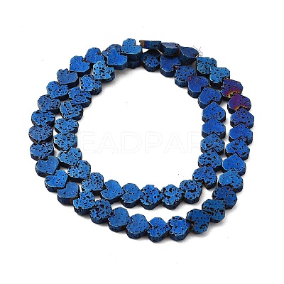Electroplated Natural Lava Rock Beads Strands G-Q1009-G01-01B-1