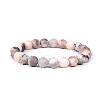 Natural Zebra Jasper Bead Stretch Bracelets X-BJEW-K212-A-035-1