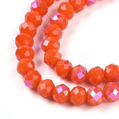 Electroplate Opaque Solid Color Glass Beads Strands EGLA-A044-P6mm-L03-1-1
