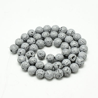 Electroplated Natural Lava Rock Beads Strands X-G-T058-03I-4MM-1