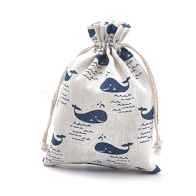 Polycotton(Polyester Cotton) Packing Pouches Drawstring Bags ABAG-S003-02D-1