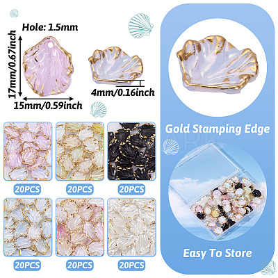 120Pcs 6 Colors Opaque Acrylic Pendants RESI-TA0002-97-1