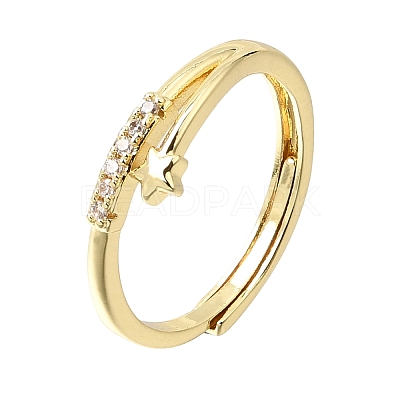 Brass Micro Pave Clear Cubic Zirconia Finger Rings for Women CU-CBAE7DF-12G-01-1