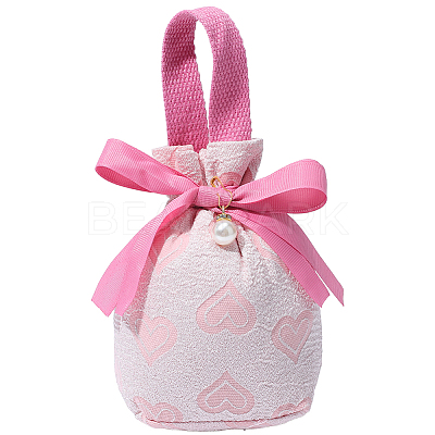 Heart Print Cloth Jewelry Drawstring Gift Bags ABAG-WH20015-11-1