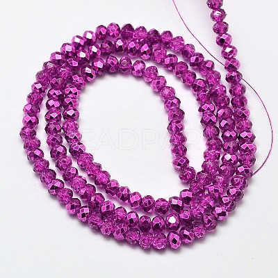 Faceted Rondelle Transparent Painted Glass Beads Strands X-DGLA-J001-C06-4mm-1