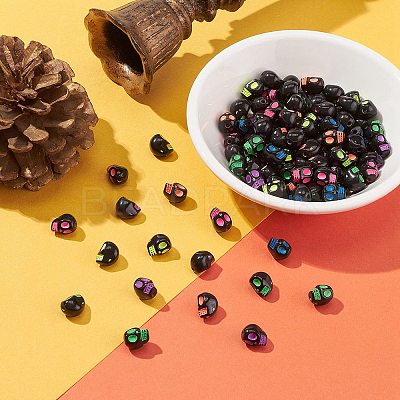 Opaque Black Acrylic Beads MACR-YW0002-80-1