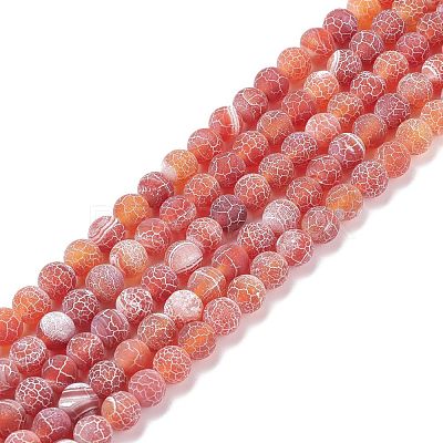 Natural & Dyed Crackle Agate Bead Strands G-T056-8mm-05-1