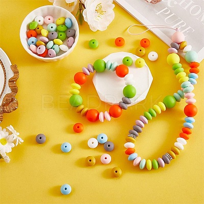 20Pcs 10 Colors Round Silicone Beads JX320A-01-1