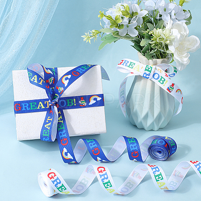 2 Rolls 2 Styles School Season Theme Polyester Colorful Printed Grosgrain Ribbon OCOR-GF0004-23B-1