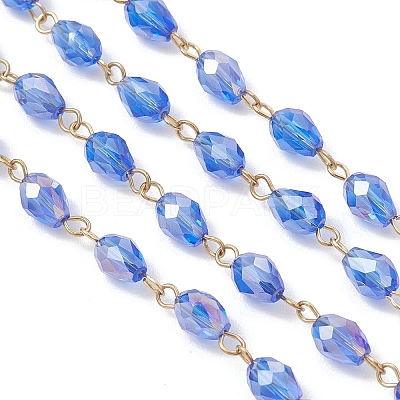 Oval Glass Beaded Link Chains AJEW-JB01471-1