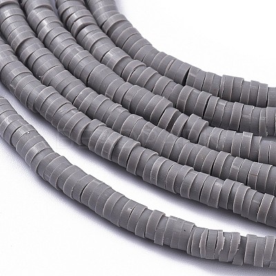 Flat Round Handmade Polymer Clay Bead Spacers CLAY-R067-4.0mm-40-1