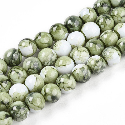 Baking Paint Glass Beads Strands DGLA-N003-10mm-C06-1