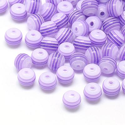 Transparent Stripe Resin Beads RESI-S345-6mm-06-1