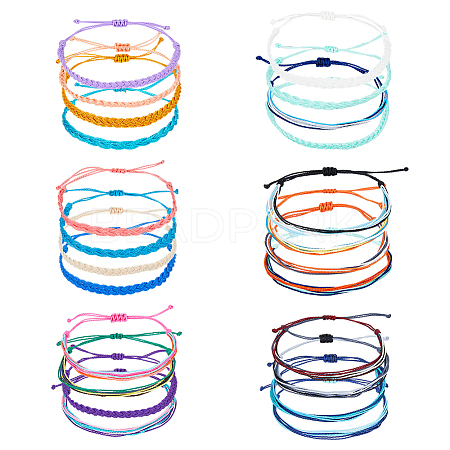 FIBLOOM 6 Sets 6 Style Nylon Braided Cord Bracelets Set BJEW-FI0001-34-1