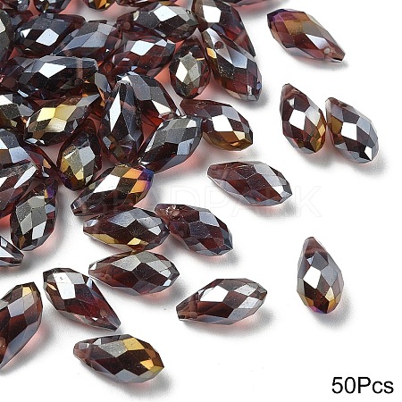 50Pcs Electroplate Glass Faceted Teardrop Beads EGLA-YW0005-17A-1