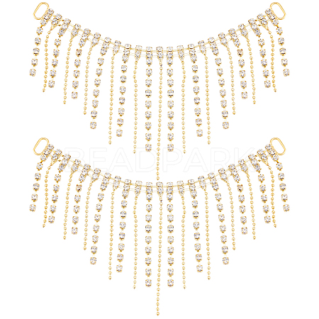 2Pcs Alloy & Glass Rhinestones Tassel Shoe Decoration Chain FIND-GF0005-26-1