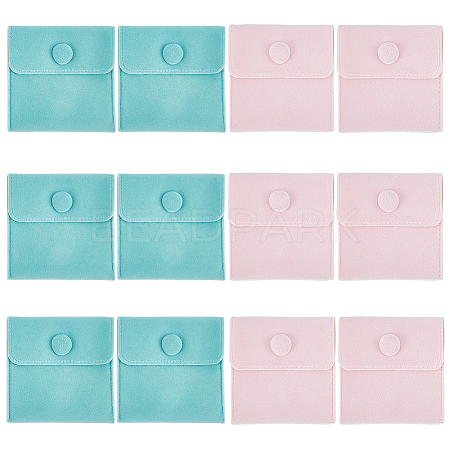 CRASPIRE 12Pcs 2 Colors Square Velvet Jewelry Bags TP-CP0001-02A-1