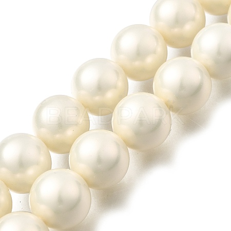 Polished Shell Pearl Round Beads Strands PEAR-XCP0001-10-1