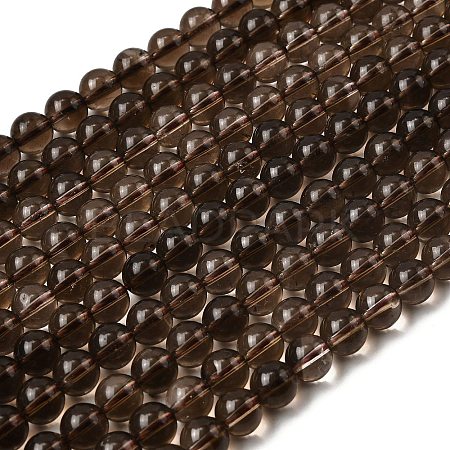 Natural Smoky Quartz Round Beads Strands G-E329-8mm-38-1