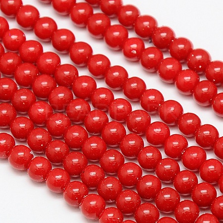 Eco-Friendly Round Baking Paint Glass Beads Strands HY-A003-4mm-RV26-1
