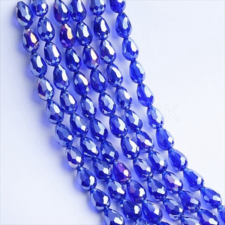 Electroplate Transparent Glass Beads Strands EGLA-SZC0001-02-1