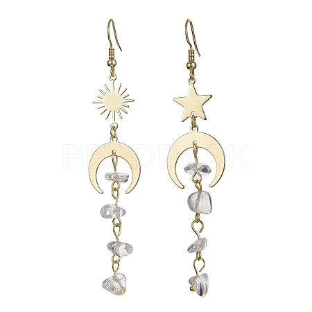 Moon & Sun & Star Brass Asymmetrical Earrings EJEW-JE05461-03-1