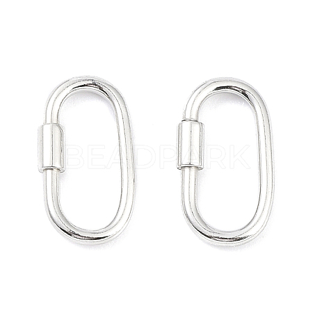 Rhodium Plated 925 Sterling Silver Locking Carabiner Clasps STER-K173-20S-01-1