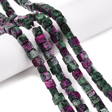 Dyed Natural Sesame Jasper Imitation Ruby in Zoisite Beads Strands G-T139-6x6-32A-1