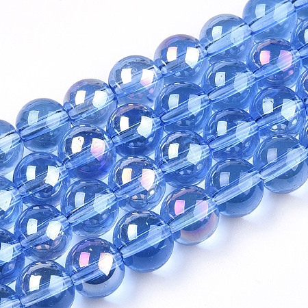 Electroplate Transparent Glass Beads Strands GLAA-T032-T8mm-AB04-1