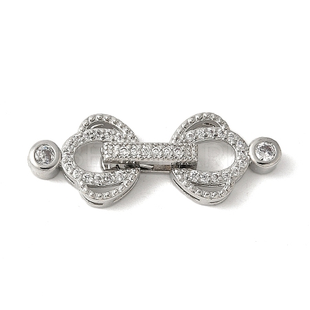 Brass Pave Clear Cubic Zirconia Fold Over Clasps KK-M320-21P-1