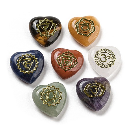 7 Chakra Natural Gemstone Beads Sets G-F761-01-1