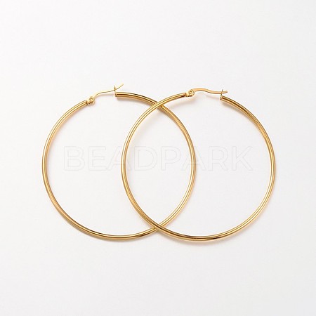 Ion Plating(IP) 304 Stainless Steel Hoop Earrings EJEW-N0016-11G-K-1