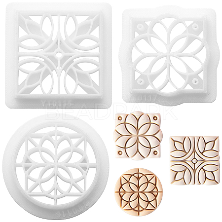 3Pcs 3 Styles Retro Flower Pattern Resin Clay Pressed Molds DIY-CP0010-32-1